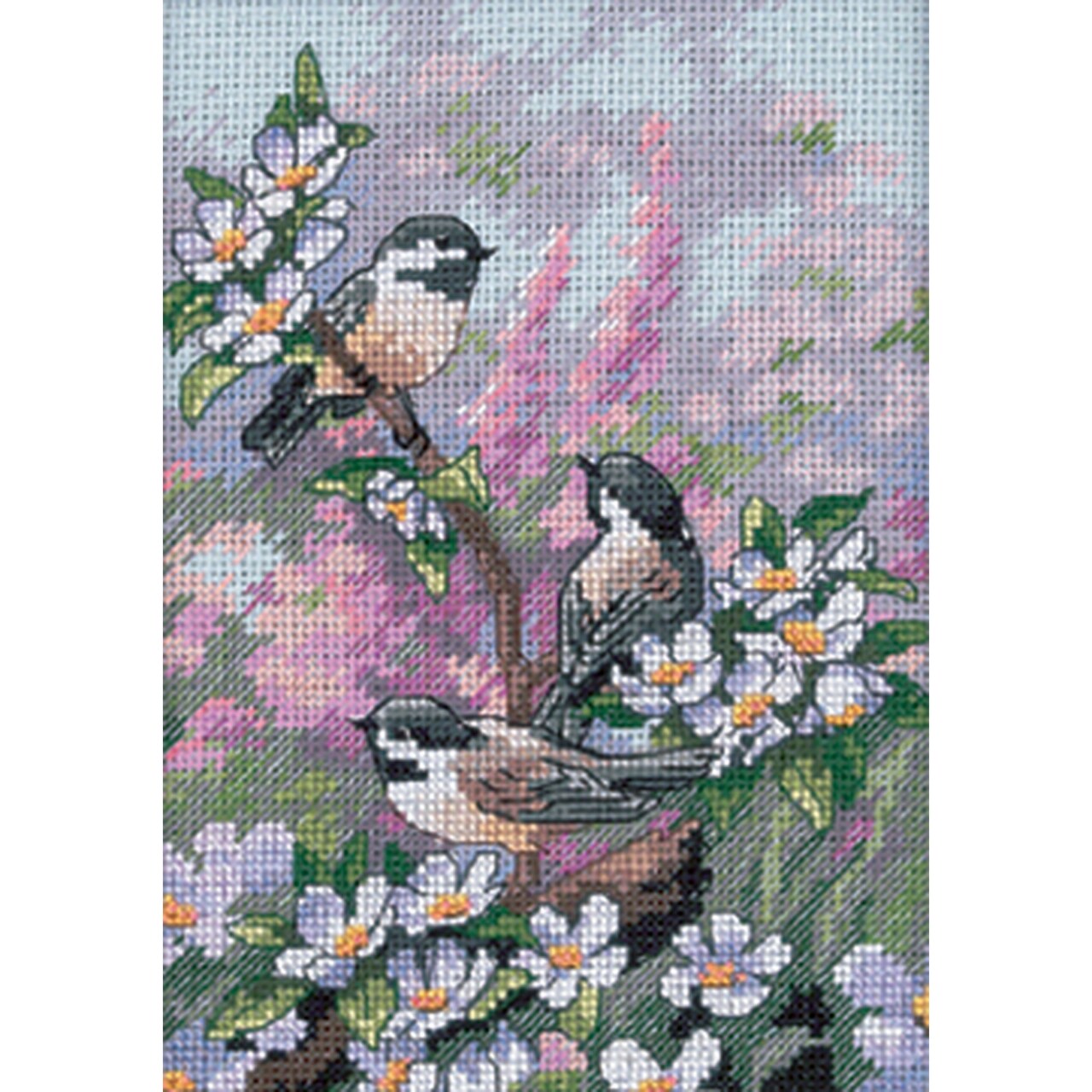 Dimensions Gold Petite Counted Cross Stitch Kit 5"X7"-Chickadees In Spring (16 Count)